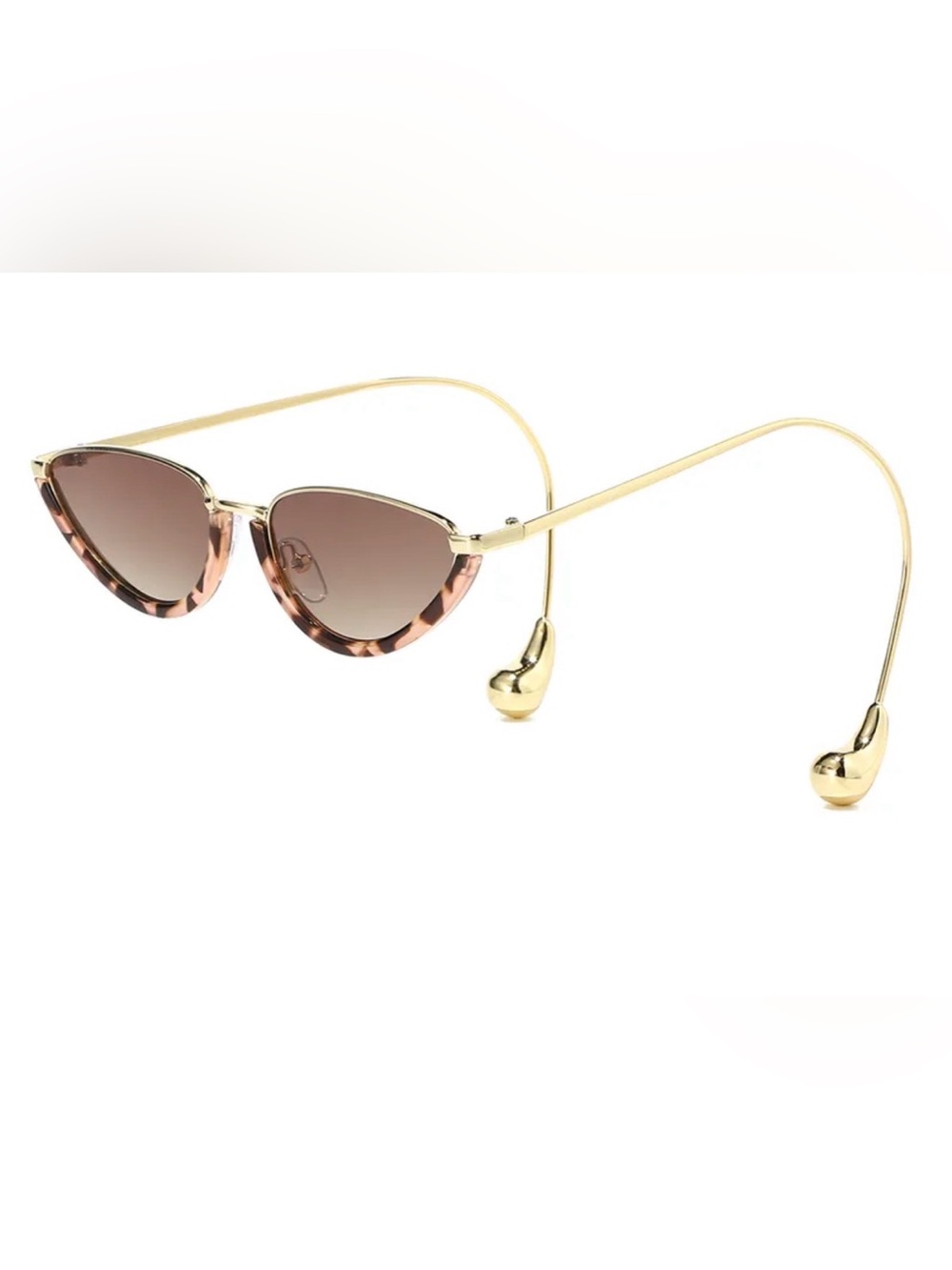 Gold Frame Brown Tortoiseshell Cat Eye Sunglasses